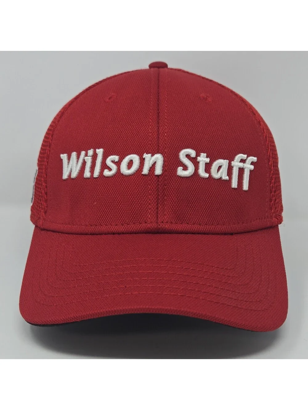 Wilson Staff Golf Hat Cap Red Mesh Adjustable Hook & Loop Performance